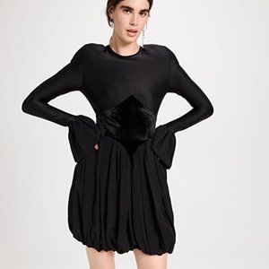 Paco Rabanne Tonal Bubble Hem Dress, Size 36, Black